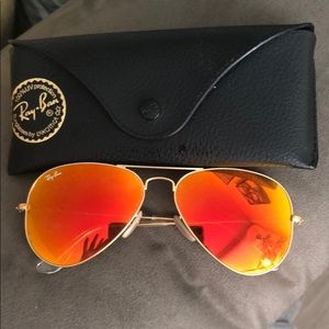 Ray Ban Red/Orange Aviator Flash Sunglasses